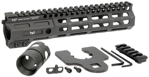 Midwest Industries MINF925 Night Fighter  9.25" M-LOK Black Hardcoat Anodized Aluminum Includes Barrel Wrench, Nut, & 5 Slot Rail