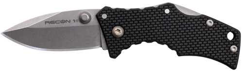 Cold Steel CS7DS Recon 1 Micro 2" Folding Spear Point Plain Stonewashed 4034 SS Blade/ Black Griv-Ex Handle Includes Pocket Clip