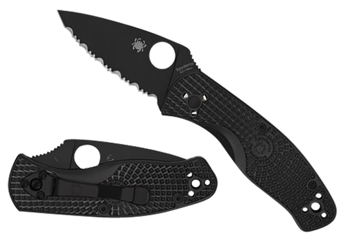 Spyderco C136PBBK Persistence Lightweight 2.75" Folding Plain Black Oxide 8Cr13MoV SS Blade/Black Bi-Directional Texturing FRN Handle Includes Pocket Clip
