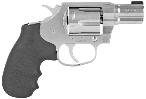 Colt Mfg COBRASB2BB Cobra  38 Special 6 Shot 2" Brushed Stainless Steel Barrel & Cylinder,  Matte Stainless  Frame, Black Hogue Rubber w/Finger Grooves Grip