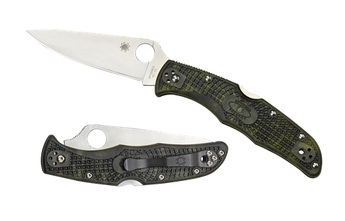 Spyderco C10ZFPGR Endura 4 Lightweight 3.80" Folding Plain Satin VG-10 SS Blade/Zome Green Bi-Directional Texturing FRN Handle Includes Pocket Clip