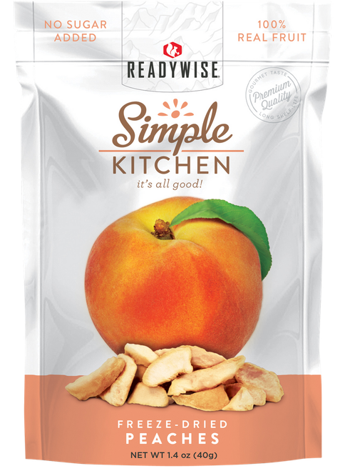 ReadyWise SK05008 Simple Kitchen Freeze Dried Fruit Peaches 1 Serving Pouch 6 Per Case