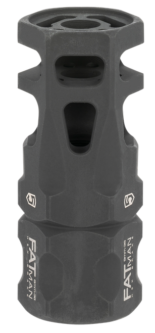 Phase 5 Weapon Systems FATMAN9MM FATman Hex Brake Black Parkerized Steel with 1/2"-36 tpi Threads & 3" OAL for 9mm, 7.62x39mm, 6.8mm AR-Platform