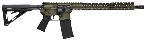 Black Rain Ordnance BROWTPBGB Spec 15+ We The People 5.56x45mm NATO 30+1 16", Green Battleworn with Deep Engraving, 15" Slim M-LOK, Magpul Grip/Carbine Stock, Castle Flash Hider