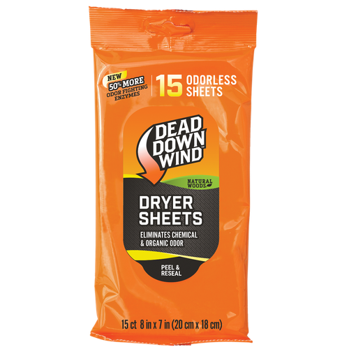 Dead Down Wind 11913 Dryer Sheets  Cover Scent Natural Woods Scent Dryer Sheet 15 Per Pkg