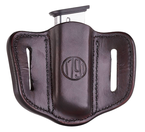 1791 Gunleather MAG11SBRA MAG1.1 Single Mag Holster Signature Brown Leather Belt Slide Compatible w/ Single Stack Ambidextrous