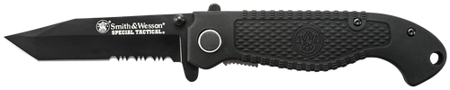 Smith & Wesson Knives CKTACBSCP Special Tactical  3.50" Folding Part Serrated Stainless Steel Blade 4.60" Black