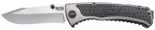 S.O.G SOG-SW1011-C Sideswipe  3.40" Folding Clip Point Plain Bead Blasted 7Cr15MoV SS Blade Gray Anodized Aluminum/G10 Handle Includes Belt Clip