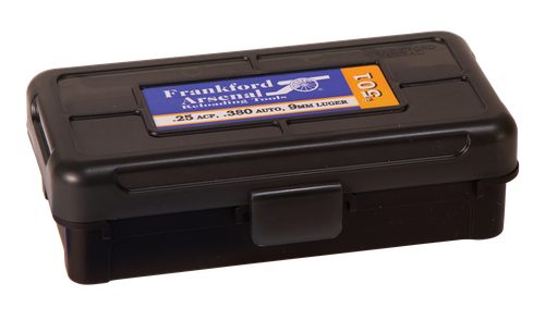 Frankford Arsenal 1083783 Hinge-Top Ammo Box 9mm/25/380ACP Black Polymer 50rd