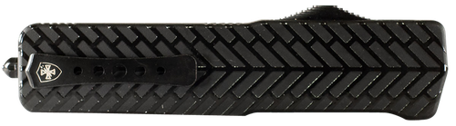 Templar Knife LAHBG52 Premium LW  Large 3.55" OTF Tanto Part Serrated Black Oxide Stonewashed D2 Steel Blade, 5.25" Black Herringbone Aluminum Handle