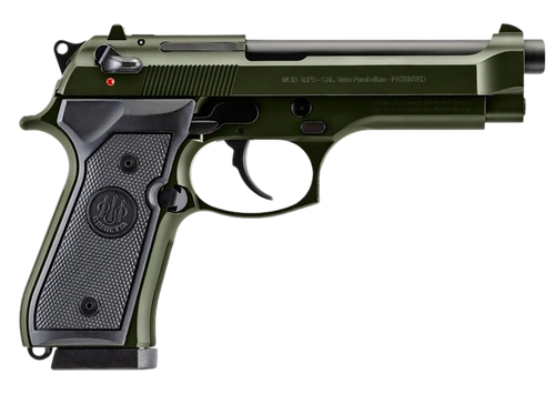Beretta USA J92F300GR15 92FS  Full Size Frame 9mm Luger 15+1 4.90" Black Steel Barrel, OD Green Cerakote Serrated Slide, OD Green Cerakote Aluminum Frame w/Beavertail, Black Textured Grip