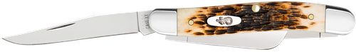 Case 00042 Stockman  Medium 2.57"/1.88"/1.71" Folding Clip Point/Sheepsfoot/Spey Plain Mirror Polished Tru-Sharp SS Blade Peach Seed Jigged Amber Bone Handle