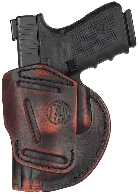 1791 Gunleather 4WH5VTGR 4-Way  IWB/OWB Size 05 Vintage Leather Belt Clip Compatible w/Glock 17/Springfield XD/S&W M&P/HK VP9 Right Hand