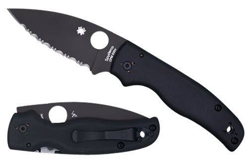 Spyderco C229GSBK Shaman  3.58" Folding Serrated Black DLC CPM S30V SS Blade/Black Textured G10 Handle Includes Pocket Clip