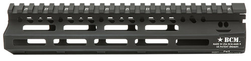 BCM MCMR9556BLK BCMGunfighter MCMR 9" M-LOK, Free-Floating Style Made of Aluminum with Black Anodized Finish for AR-Platform