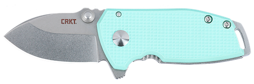 CRKT 2485B SQUID  Compact 1.75" Folding Drop Point Plain Stonewashed D2 Steel Blade, Blue G10/SS Handle