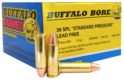 Buffalo Bore Ammunition 20G20 Standard Pressure Strictly Business 38Special 110gr Barnes TAC-XP Lead Free 20 Per Box/12 Case