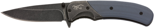 Browning 3220365 The Range  EDC Compact 2.75" Folding Drop Point, Plain Black Oxide Stonewashed 7Cr17MoV SS Blade, Black/Blue Aluminum/G10 Handle