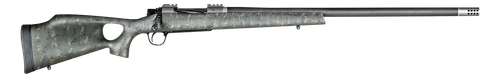Christensen Arms CA10269815323 Summit TI  Full Size 28 Nosler 3+1, 26" Natural Titanium Steel Threaded Barrel, Natural Titanium Aluminum Receiver, Green w/Black/Tan Webbing Fixed Thumbhole Stock