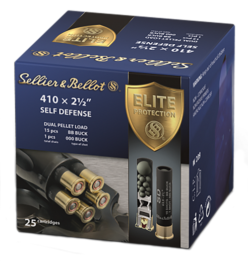 Sellier & Bellot SB410SDA Self Defense  410Gauge 2.50" 15 Pellets 1/2oz 000Buck Shot 25 Box/20 Case