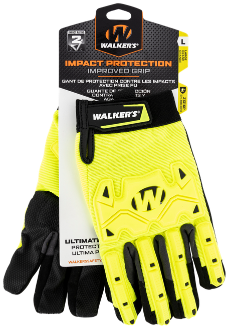 Walker's GWPSFHVFFPUIL2LG Impact Protection  Black/Yellow Synthetic Leather Large Hook & Loop Closure