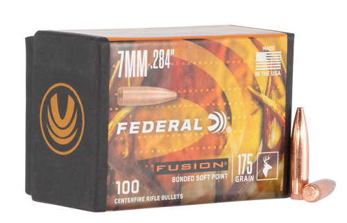 Federal FB284F4 Fusion Component  7mm .284 175 gr Fusion Soft Point 100 Per Box/ 4 Case