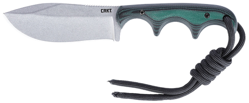 CRKT 2376 Minimalist Nessmuk Fixed Plain Stonewashed D2 Steel Blade, Green Micarta Handle