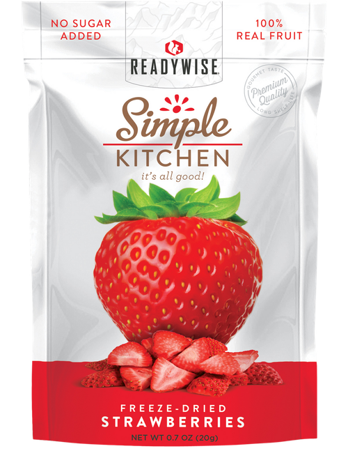ReadyWise SK05006 Simple Kitchen Freeze Dried Fruit Strawberry 1 Serving Pouch 6 Per Case