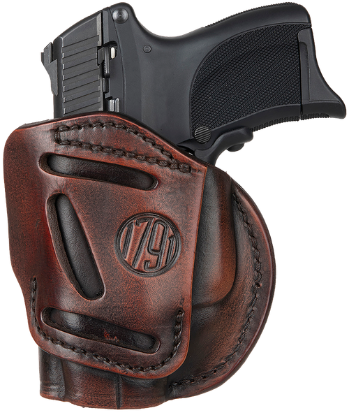 1791 Gunleather 4WH3VTGR 4-Way  IWB/OWB Size 03 Vintage Leather Belt Clip Compatible w/Glock 26/Ruger LC9/S&W M&P Shield/2.0 9/40 Right Hand