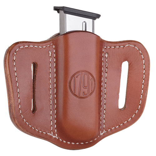 1791 Gunleather MAG11CBRA MAG1.1 Single Mag Holster Classic Brown Leather Belt Slide Compatible w/ Single Stack Ambidextrous