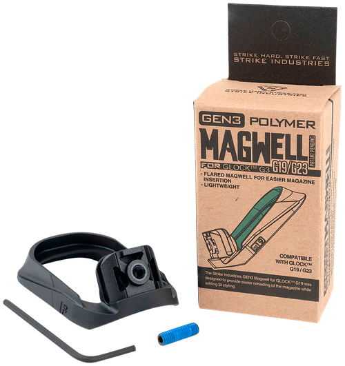Strike Industries G3MAGWELL19 Flared Magwell  Black Polymer for Gen 3 Glock 19 & 23