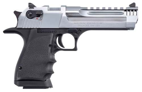 Magnum Research DE357L5BC Desert Eagle L5 357 Mag 5" with Muzzle Brake 9+1 Black Hardcoat Anodized Aluminum Frame Brushed Chrome Carbon Steel Slide Black Hogue Wraparound Rubber Grip