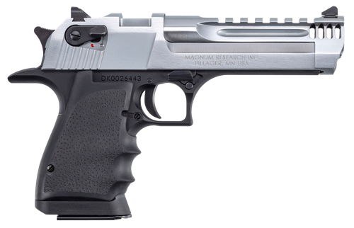 Magnum Research DE357L5BC Desert Eagle L5 357 Mag 5" with Muzzle Brake 9+1 Black Hardcoat Anodized Aluminum Frame Brushed Chrome Carbon Steel Slide Black Hogue Wraparound Rubber Grip
