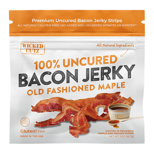 Wicked Cutz WCPJ02MA Old Fashioned Maple Bacon Jerky 2 Servings 10 Pack