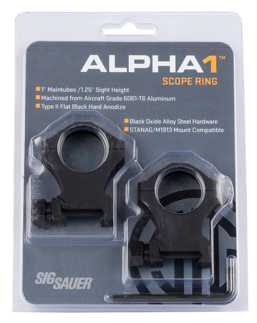 Sig Sauer Electro-Optics SOA10022 Alpha 1  Matte Black 1" Extra High 0 MOA