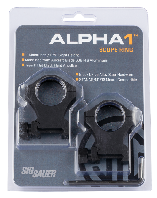 Sig Sauer Electro-Optics SOA10022 Alpha 1  Matte Black 1" Extra High 0 MOA