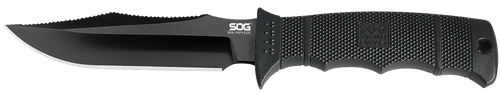 S.O.G SOGE37SNCP Seal Pup Elite 4.85" Fixed Clip Point Plain Black Hardcased TiCN AUS-8A SS Blade/Black w/Grip Lines GRN Handle Includes Lanyard/Sheath