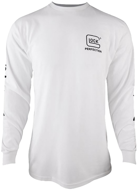 Glock AP96092 Perfection Long Sleeve Tee White Pre-Shrunk Cotton Long Sleeve Small