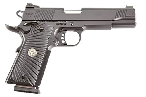 Wilson Combat CQBFS45A CQB  Full Size Frame 45 ACP 8+1 5" Match Grade Barrel, Black Serrated Carbon Steel Slide, Black Armor-Tuff Carbon Steel Frame w/Beavertail, Black G10 Starburst Grip