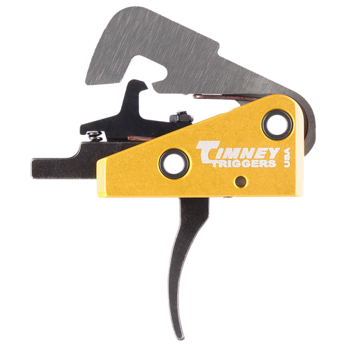 Timney Triggers 670 Competition Trigger  Single-Stage Curved Trigger with 4 lbs Draw Weight & Black/Gold Finish for AR-10