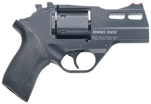 Chiappa Firearms CF340289 Rhino 30SAR *CA Compliant Small Frame 357 Mag 6 Shot, 3" Black Anodized Steel Barrel, Blued Cylinder, Black Anodized Aluminum Frame, Black Rubber Grip, Concealed Hammer