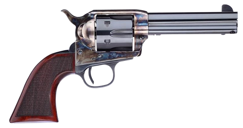 Taylors & Company 556204DE Short Stroke Smoke Wagon  357 Mag 6rd 4.75" Blued Cylinder & Barrel Color Case Hardened Steel Frame Checkered Walnut Navy Size Grip (Taylor Tuned)