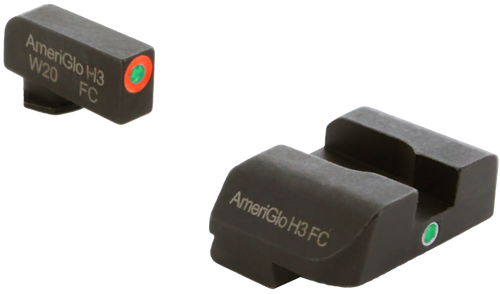 AmeriGlo GL201 i-Dot Sight  Set for Glock  Green Tritium Orange Outline Front Sight-Green Tritium Rear Sight