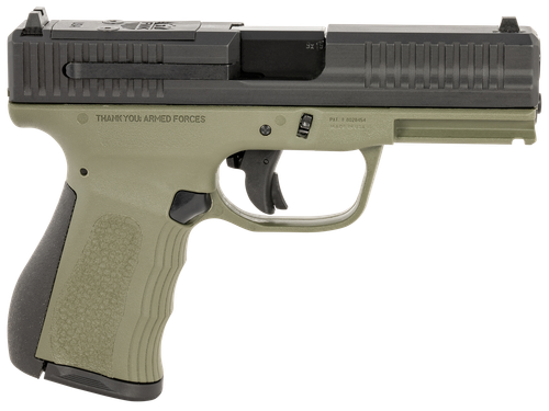FMK FMKG49OD G3  9mm Luger 14+1 4" Stainless Steel Barrel, Black Optic Cut/Serrated Carbon Steel Slide, OD Green Polymer Frame w/Picatinny Rail, Black Backstrap Grip
