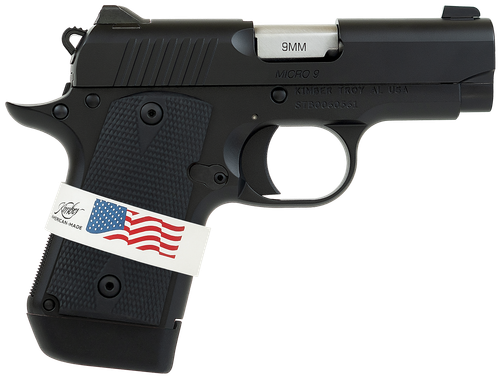 Kimber Mfg, Inc 3300244 Micro 9 Liberty Micro Frame 9mm Luger 7+1 3.15" Stainless Ramped Barrel, KimPro II Black Serrated Stainless Steel Slide, Kimpro II Black Aluminum Frame w/Beavertail