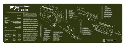 TekMat TEKR36AR15OD AR-15 Cleaning Mat OD Green Rubber 12"x36" AR-15 Parts Diagram