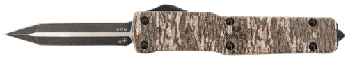 Templar Knife MAMOB121 Premium LW  Slim 3.16" OTF Dagger Plain Black Oxide Stonewashed Powder Coated D2 Steel Blade, 4.93" Mossy Oak Bottomland Aged Aluminum Handle