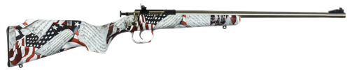 Crickett KSA3168 Youth  22 LR 1rd 16.12" Stainless Steel Barrel, Fixed Front/Adjustable Rear Peep Sights, American Flag/Amendment Synthetic Stock w/11.5" LOP, Rebounding Firing Pin Safety