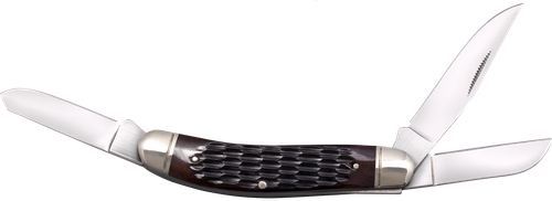 Cold Steel CSFLGSTKMJ Gentleman's Stockman 2"/2.10"/2.50" Folding Clip/Sheepsfoot/Spey Plain 8Cr13MoV SS Blade/Brown Jigged w/Polished Bolsters Bone Handle