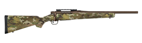 Mossberg 28275 Patriot  Compact 22-250 Rem 5+1 18" Patriot Brown Cerakote Threaded Bull Barrel, Patriot Brown Cerakote Steel Receiver w/Picatinny Rail, MultiCam Fixed Synthetic Stock